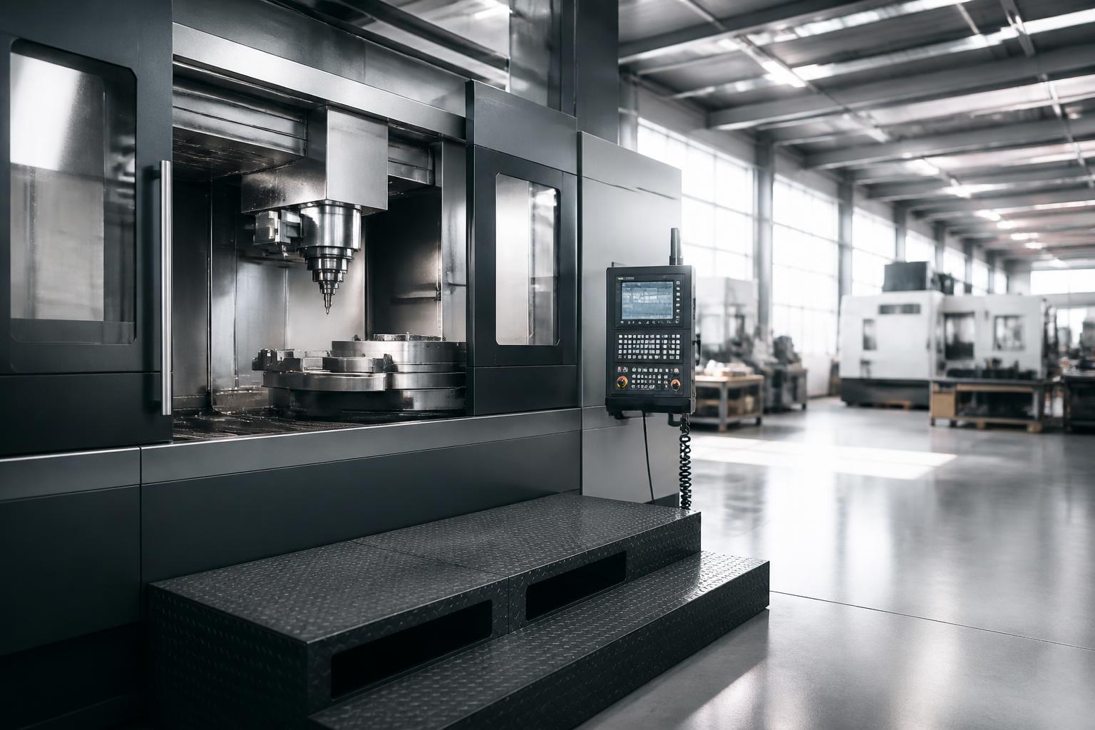 Capital manufacturing equipment on the floor of a modern industrial facility